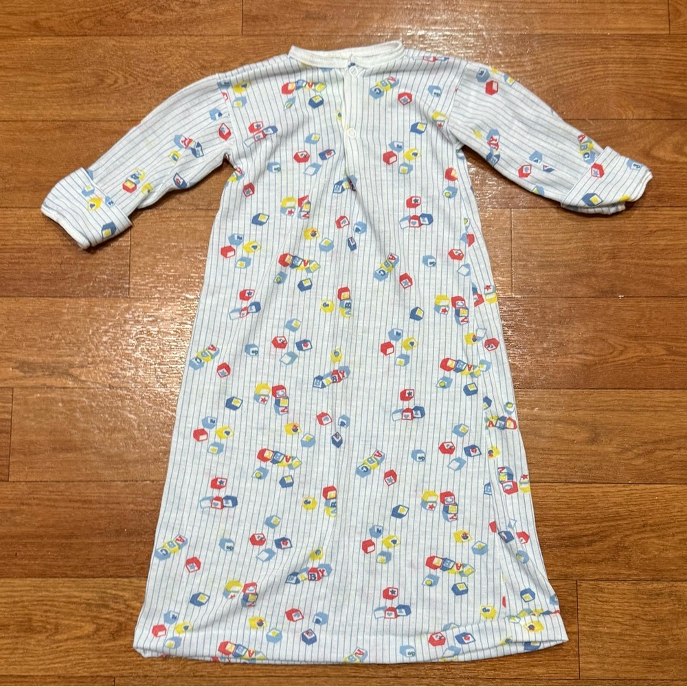 Vintage Sears Alphabet Block Baby Gown Unisex Up to 17 lbs Made in USA 80s 90s